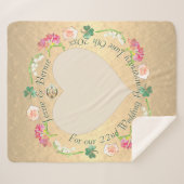 Jubileum voor aangepaste bruiloft Fresia Floral Sherpa Deken (Voorkant (horizontaal))