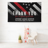 Jubileum voor afboeking van brandweerpersoneel met spandoek (Insitu)