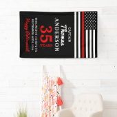 Jubileum voor afboeking van brandweerpersoneel met spandoek (Insitu)