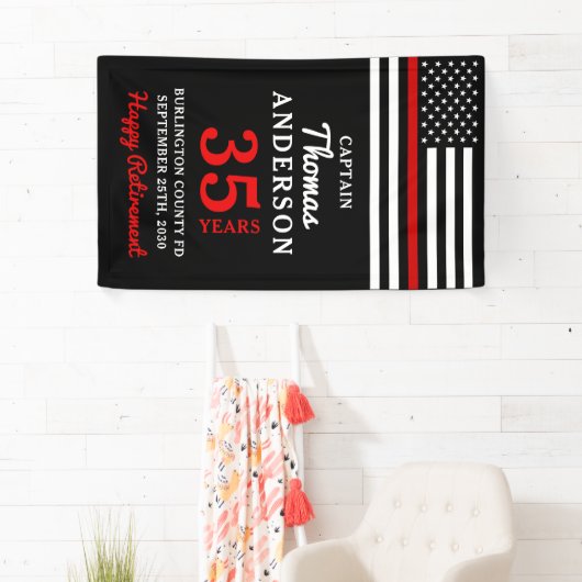 Jubileum voor afboeking van brandweerpersoneel met spandoek (Insitu)