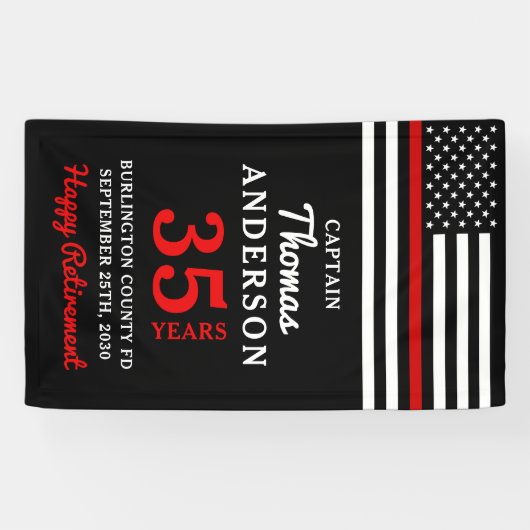 Jubileum voor afboeking van brandweerpersoneel met spandoek (Horizontaal)