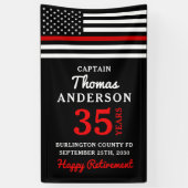 Jubileum voor afboeking van brandweerpersoneel met spandoek (Verticaal)