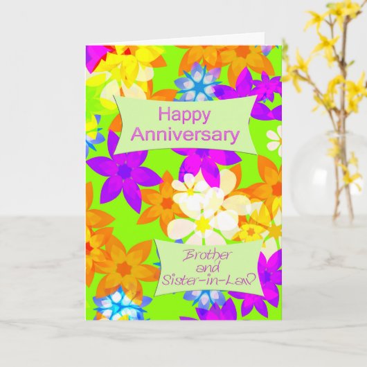 Jubileum voor broeder en schoonzus kaart (Gele Bloem)