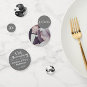 Jubileum voor bruiloft - 3 foto's - 25e zilvergrij confetti (Groep)