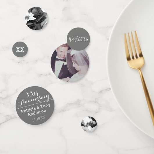 Jubileum voor bruiloft - 3 foto's - 25e zilvergrij confetti (Groep)