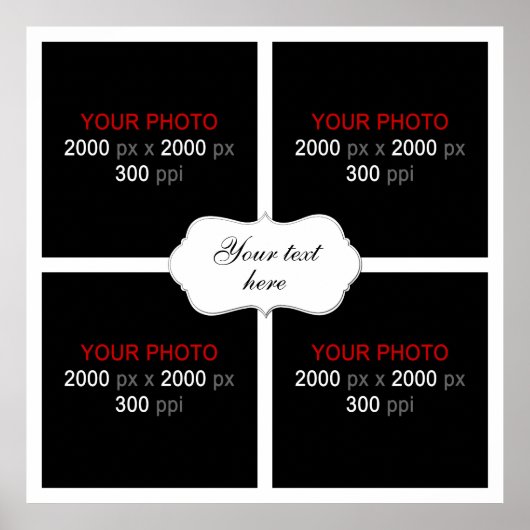 Jubileum voor bruiloft Foto Collage 4 Foto's Poster (Voorkant)
