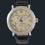 Jubileum voor echt fijn papier, zie 1ste bruiloft horloge<br><div class="desc">The classic gift for the first verjaarary is paper. With that in mind we have created this rustic vals stained modern first verjaarary design with Roman numerals, your names and wedding date. Composiet design by Holiday Hearts Designs (rights reserved). If you have any points or need assistance with the design...</div>