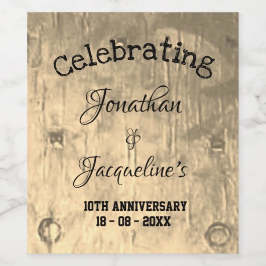 Jubileum voor echt huwelijk - aangepaste afbeeldin wijn etiket (Enkel label)