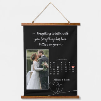 Jubileum voor een paar foto-maand-agenda bruiloft hangend wandkleed
