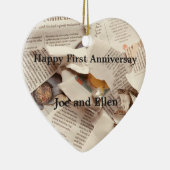 Jubileum voor eerste bruiloft bewerken keramisch ornament (Rechts)