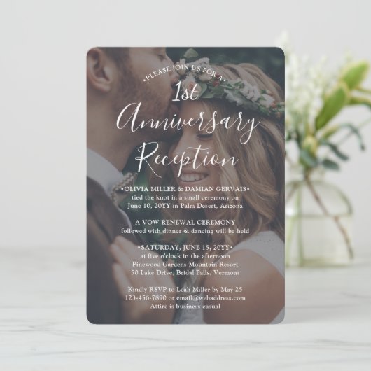 Jubileum voor eerste bruiloft Foto & wittekst Kaart (Staand voorkant)