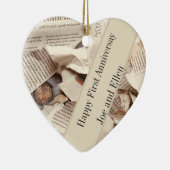 Jubileum voor eerste bruiloft keramisch ornament (Rechts)