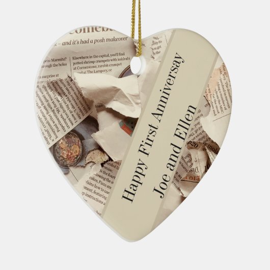 Jubileum voor eerste bruiloft keramisch ornament (Rechts)