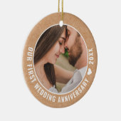 Jubileum voor eerste bruiloft -  - Paar foto Keramisch Ornament (Rechts)