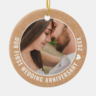 Jubileum voor eerste bruiloft -  - Paar foto  Keramisch Ornament
