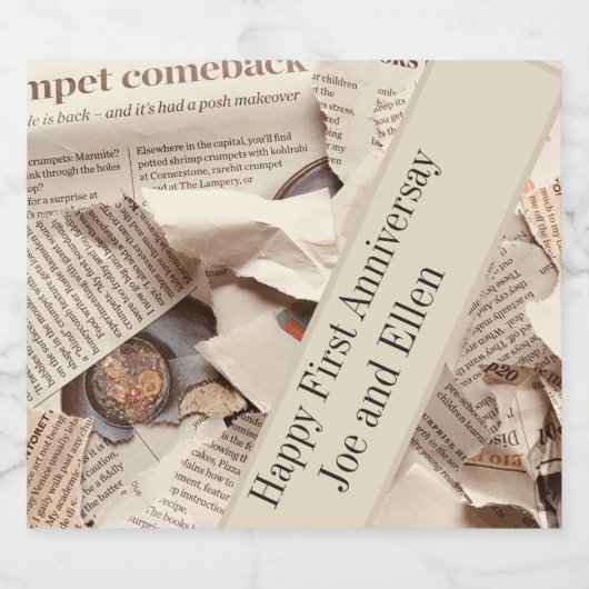 Jubileum voor eerste bruiloft sparkling wijnetiket (Enkel label)