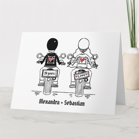 Jubileum voor gepersonaliseerd fietshuwelijk kaart (Voorkant)