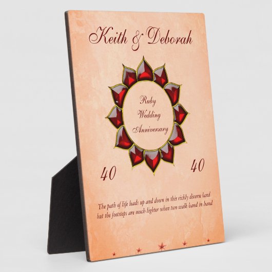 Jubileum voor gepersonaliseerd ruby Wedding Fotoplaat (Zijkant)