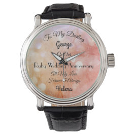 Jubileum voor gepersonaliseerd ruby Wedding Horloge