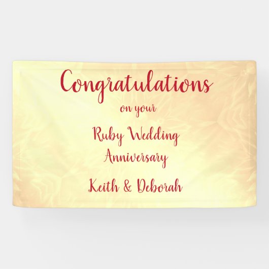 Jubileum voor gepersonaliseerd ruby Wedding Spandoek (Horizontaal)
