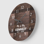 Jubileum voor gepersonaliseerd Rustic Wood Wedding Grote Klok (Hoek)