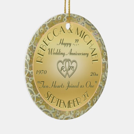 Jubileum voor gouden bruiloft invoegen keramisch ornament (Rechts)