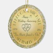 Jubileum voor gouden bruiloft invoegen keramisch ornament (Links)