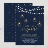 Jubileum voor gouden en blauwe lichtjes verrassend kaart (Voorkant / Achterkant)