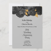 Jubileum voor het binden van zwarte en goudbloemen kaart (Voorkant)