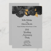 Jubileum voor het binden van zwarte en goudbloemen kaart (Voorkant / Achterkant)