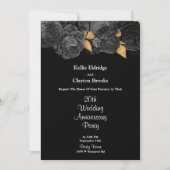 Jubileum voor het binden van zwarte en goudbloemen kaart (Voorkant)