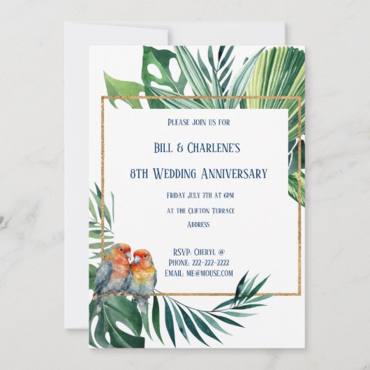 Jubileum voor het rondstrooien van tropische parro kaart (Achterkant)