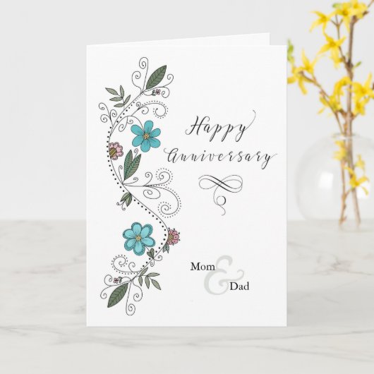 Jubileum voor mam en pap Vloerzwijn Kaart (Gele Bloem)