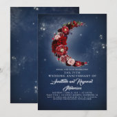 Jubileum voor marinevrouw en Bourgogne Floral Moon Kaart (Voorkant / Achterkant)