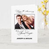 Jubileum voor negende bruiloft - Aangepaste naam/f Kaart (Gele Bloem)