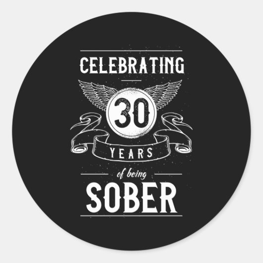 Jubileum voor obriety Recovery 30 jaar Sober Ronde Sticker (Voorkant)