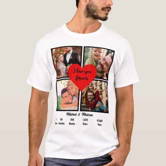 Jubileum voor persoonlijk huwelijk 4 Foto-collage T-shirt (Voorkant)