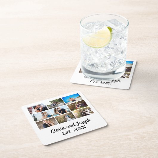 Jubileum voor persoonlijk huwelijk 9 Foto-collage Kartonnen Onderzetters (Insitu)