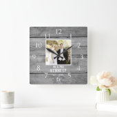 Jubileum voor persoonlijk huwelijk Foto Rustic Woo Vierkante Klok (Huis)