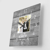 Jubileum voor persoonlijk huwelijk Foto Rustic Woo Vierkante Klok (Hoek)