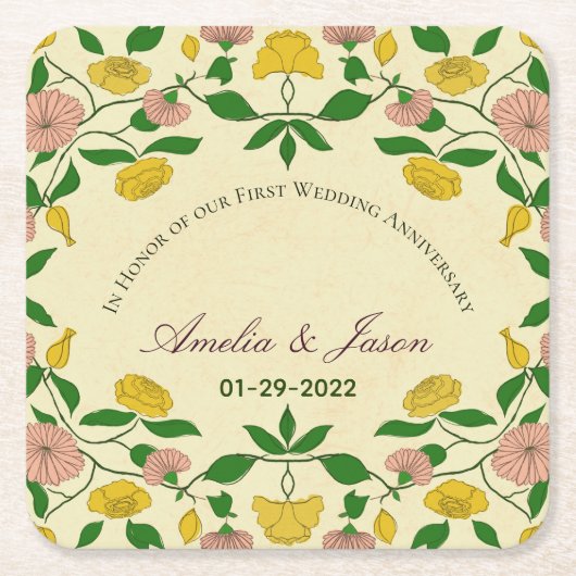 Jubileum voor persoonlijke paren kartonnen onderzetters (Voorkant)