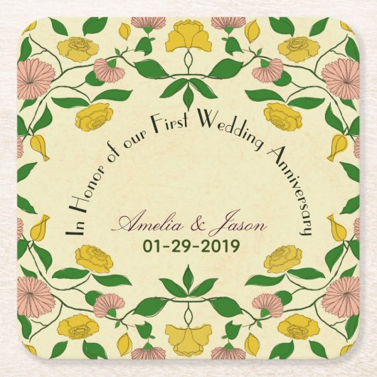 Jubileum voor persoonlijke paren kartonnen onderzetters (Voorkant)