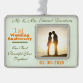Jubileum voor persoonlijke paren verzilverd omlijst ornament (Voorkant)