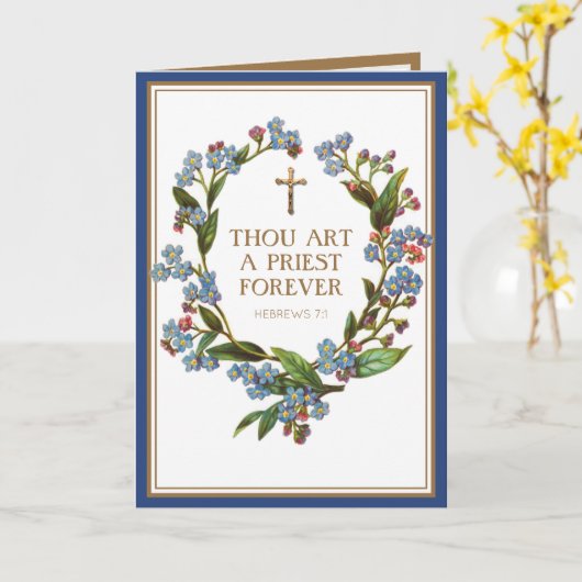 Jubileum voor religieuze katholieke priesterbezett kaart (Gele Bloem)