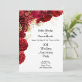 Jubileum voor rode en goudbloedige bruiloft kaart (Staand voorkant)