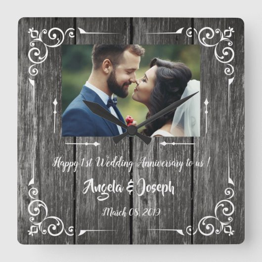 Jubileum voor sierhout vierkante klok (Voorkant)