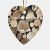 Jubileum voor vijfde bruiloft keramisch ornament (Links)