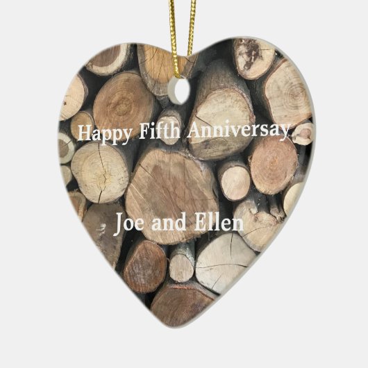 Jubileum voor vijfde bruiloft keramisch ornament (Links)