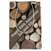 Jubileum voor vijfde bruiloft medium cadeauzakje (Voorkant)