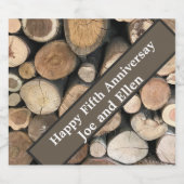 Jubileum voor vijfde bruiloft sparkling wijnetiket (Enkel label)